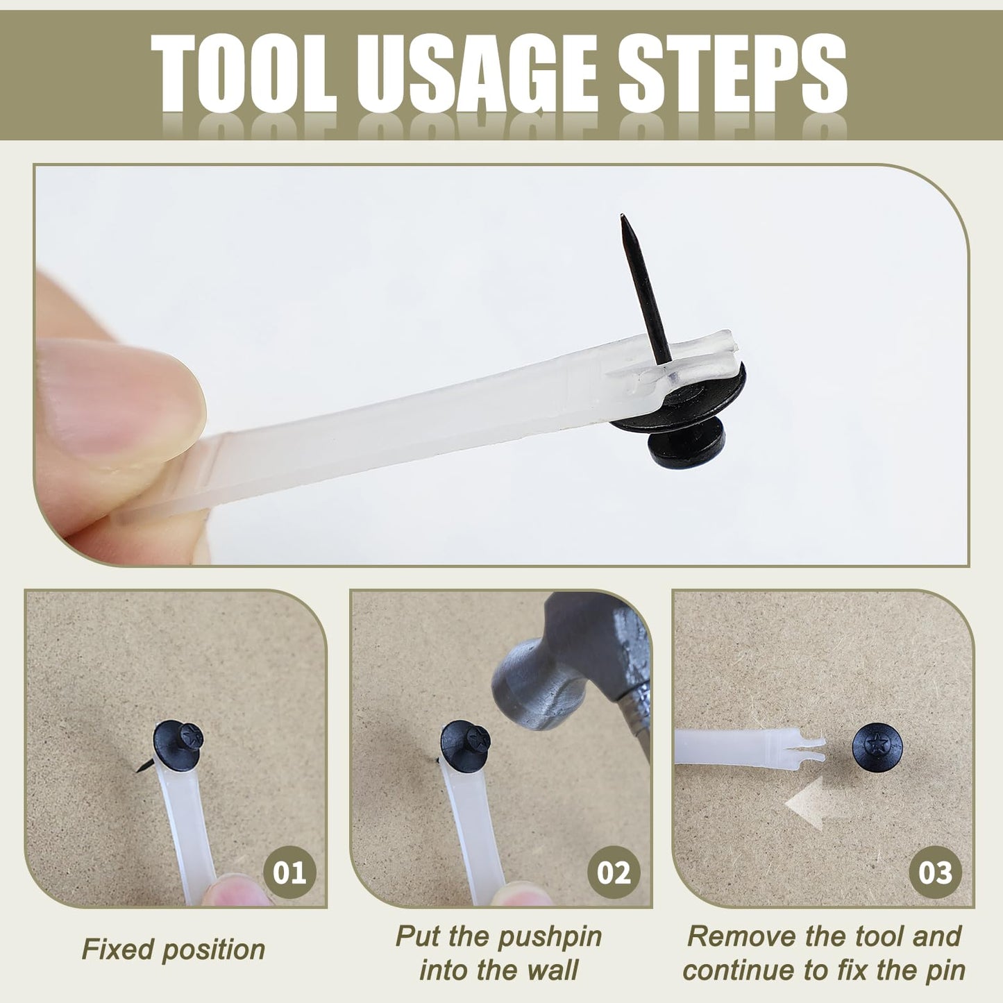 30 Pack Double Headed Picture Hanging Nails, Thumb Tacks, Push Pins for Wall Hangings, Wall Hooks for Home Office Photo Decor, Black