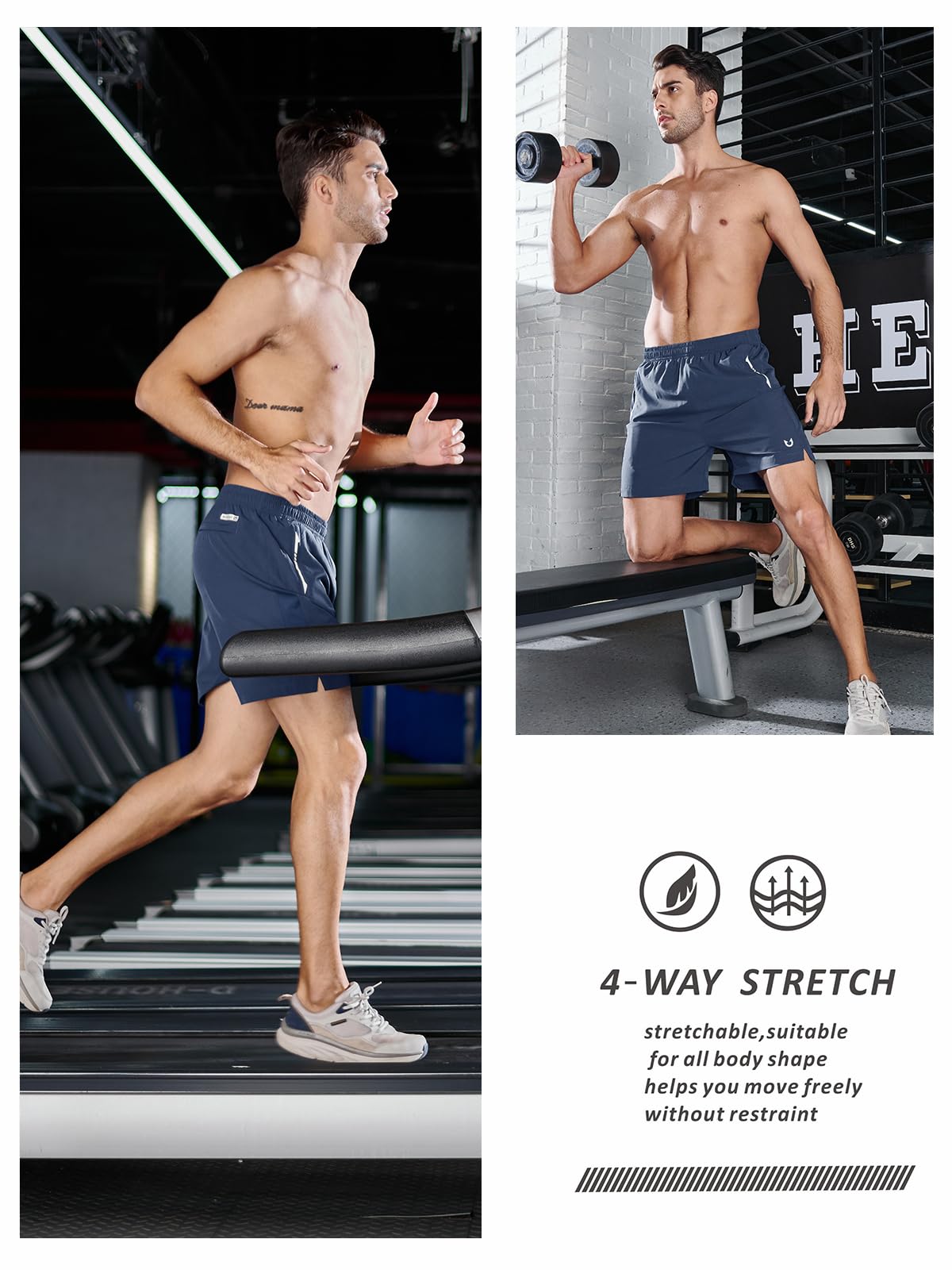 NORTHYARD Men's Running Athletic Shorts 5"/ 7"/ 9" Workout Gym Short Tennis Quick Dry Active Sport Hiking Basketball-5'' FEDERALBLUE-L