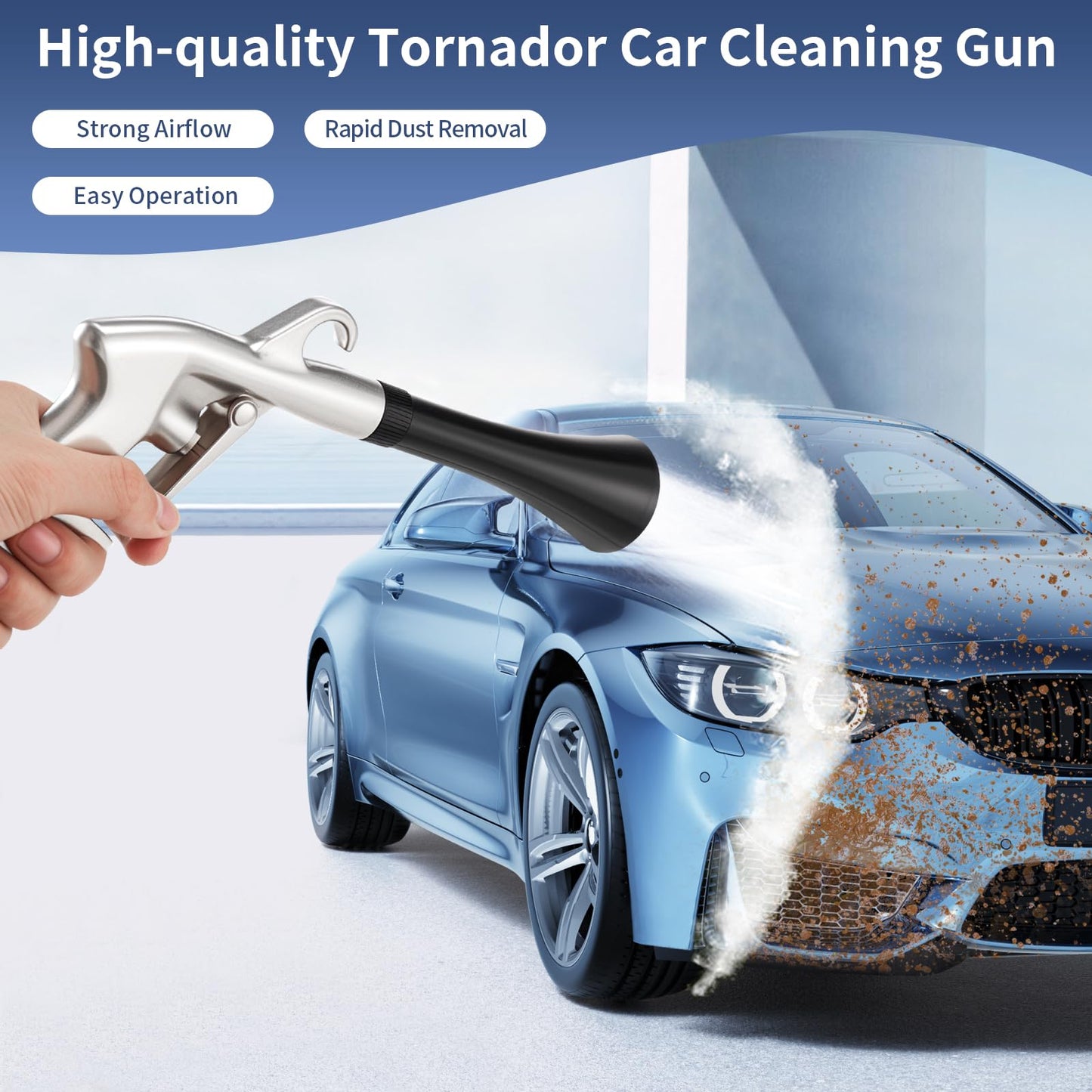 CPProDilig Detailing Tornado Air Car Cleaning Gun, Car Tools Adjustable Air Blower Gun, High Pressure Air Nozzle Blower Gun Works with Air Compressor