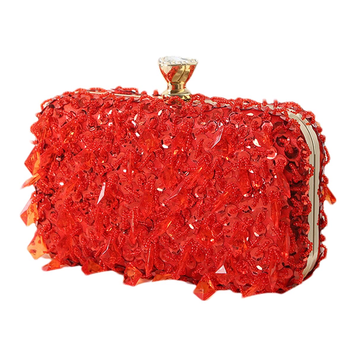 RomanticDesign Women Bling Evening Bag Fashion Embroidered Beaded Sequin Clutch Cocktail Wedding Party Purse, Red