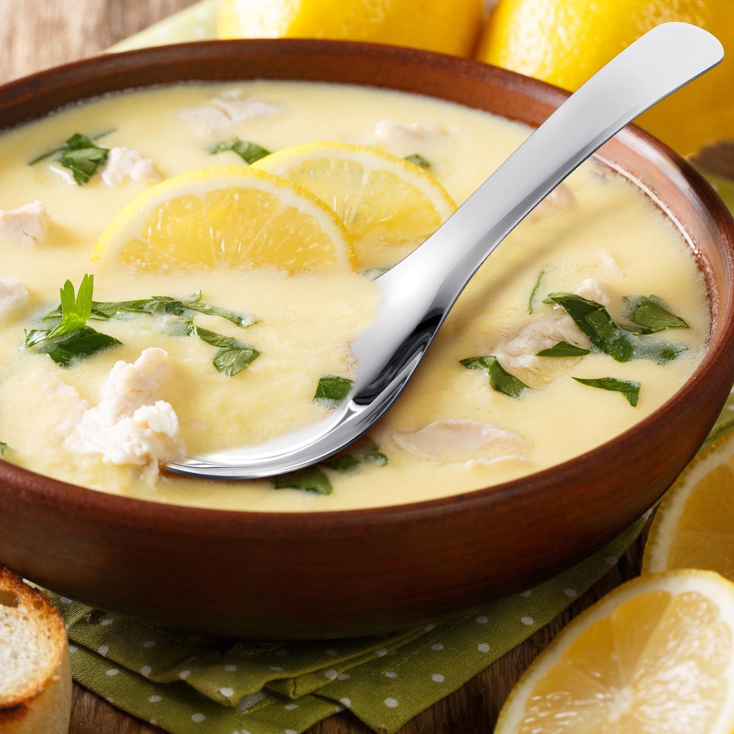 Tioncy 24 Pcs Stainless Steel Soup Spoons Mirror Polished Asian Soup Spoons for Bouillon Dessert Cereal Ramen Pho Wonton Dumpling Noodles