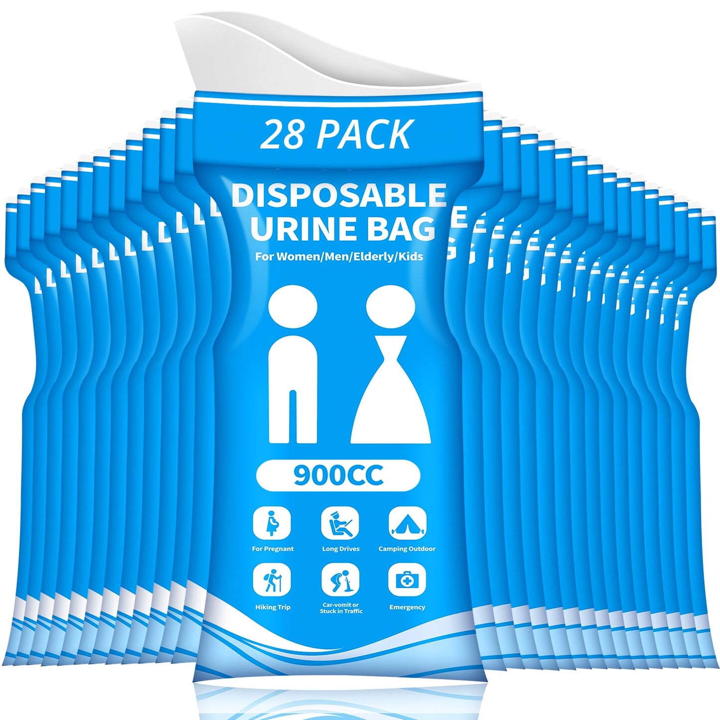 Disposable Urine Bag for Travel - 900ML Portable Pee Bags for Women Men 8/12/20/24/28 PCS Emergency Vomit Bags Urinal Toilet for Car Camping, Road Trip,Traffic Jam, Pregnant, Kid, Patient