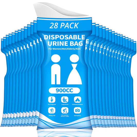 Disposable Urine Bag for Travel - 900ML Portable Pee Bags for Women Men 8/12/20/24/28 PCS Emergency Vomit Bags Urinal Toilet for Car Camping, Road Trip,Traffic Jam, Pregnant, Kid, Patient