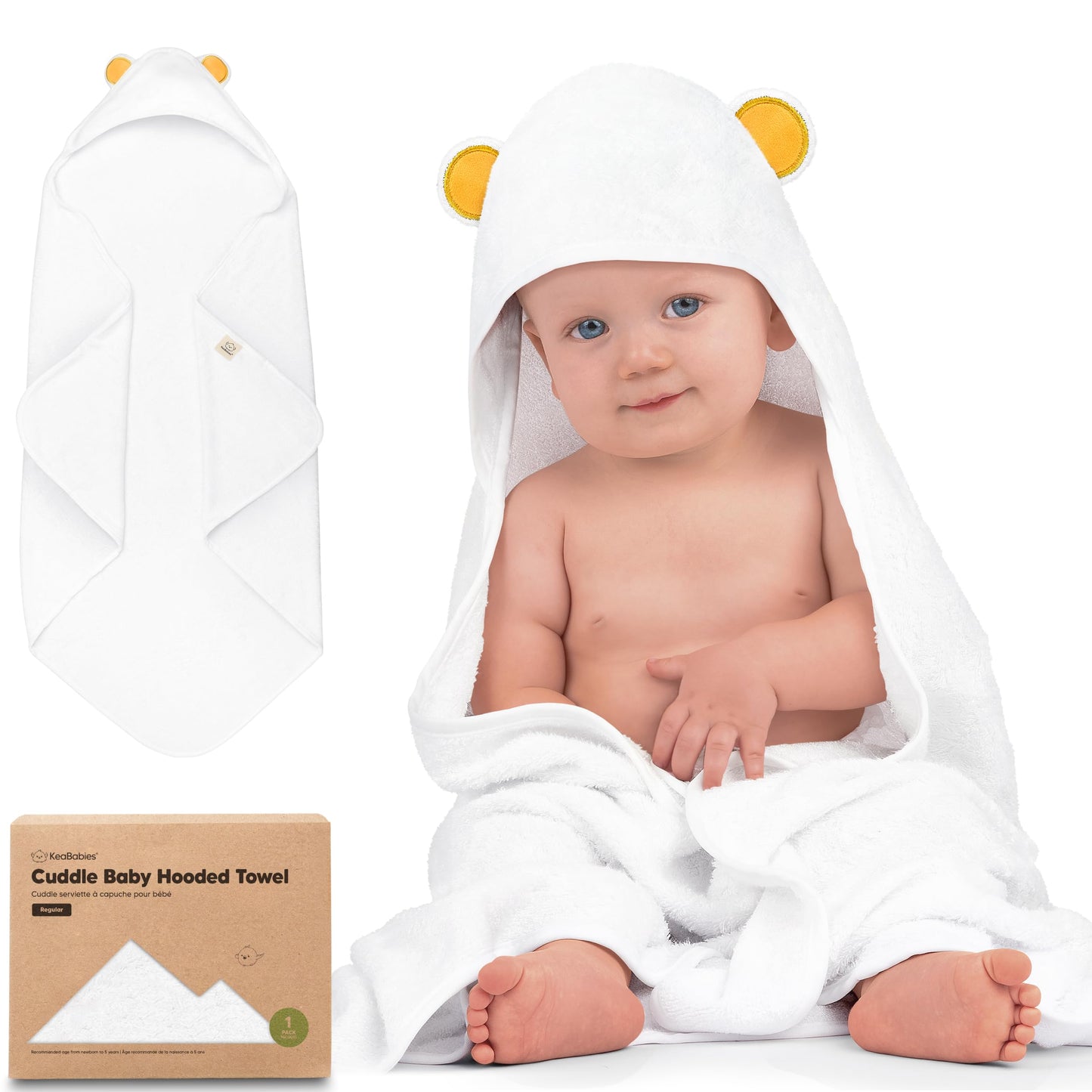 KeaBabies Hooded Baby Towel for Newborn - Viscose Derived from Bamboo Large Baby Bath Towels with Hood for Boys, Girls, Toddler, Extra Absorbent & Soft Newborn Bath Essentials (Wildflowers)
