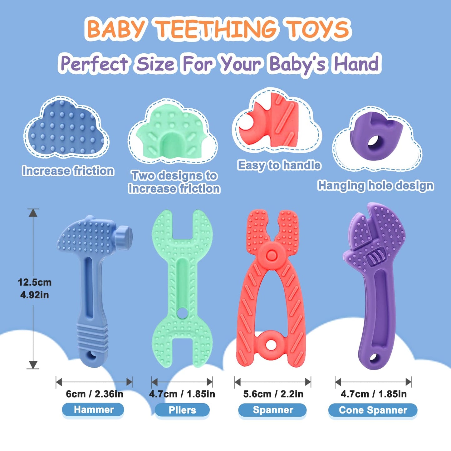 Yoolane® Baby Teether [Original] Silicone Teehing Toys for Babies - Tools Set Teething Relief Chew Toy BPA Free | Stuff & Essential & Gift for Toddler Infant Boy Girl 3+ Months | 4 Pieces