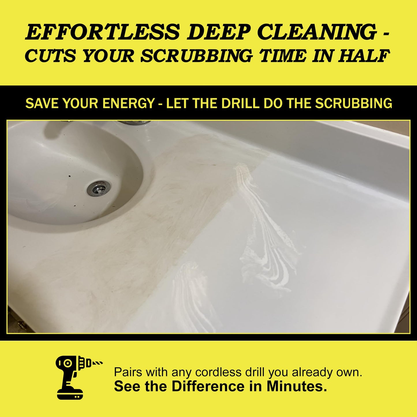 Drillbrush Drill Brush Attachment Set for Bathroom Cleaning – Power Scrubber Brush Kit for Tub, Tile, Shower, and Grout – All-Purpose Household Cleaning Brushes for Drill - Electric Grout Cleaner Kit