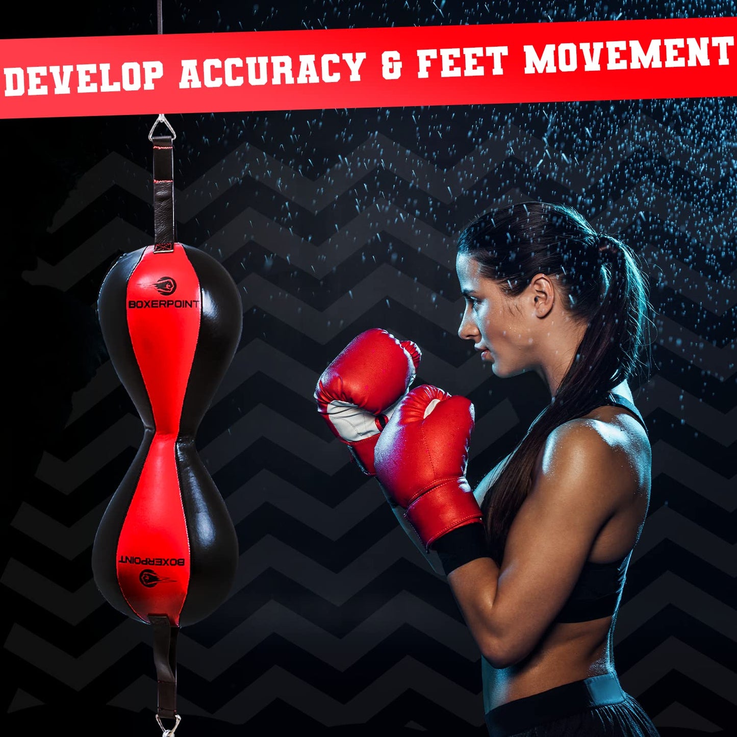 Boxerpoint Boxing Double-End Punching Bag - Durable PU Leather, Mexican Style Reaction, Reflex & Agility Gear with Adjustable Cords for Adults and Kids - Punching Bag for Adults - Boxing Equipment