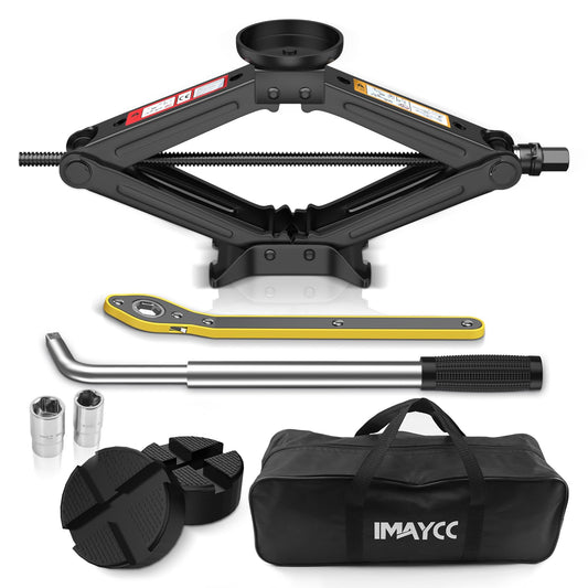 IMAYCC Car Jack Kit Scissor Jack for Car Spare Tire Changing Kit,Portable Tire Jack Repair Kit with Lug Wrench, Car Emergency Kit for Auto/SUV/MPV-2 Ton (4409 lbs) Red