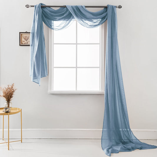 MEMIAS Luxury Window Sheer Elegant Voile Curtain Scarf for Home, Birthday Party, Wedding Decoration, 1 Panel 54" W x 216" L, Quite Blue