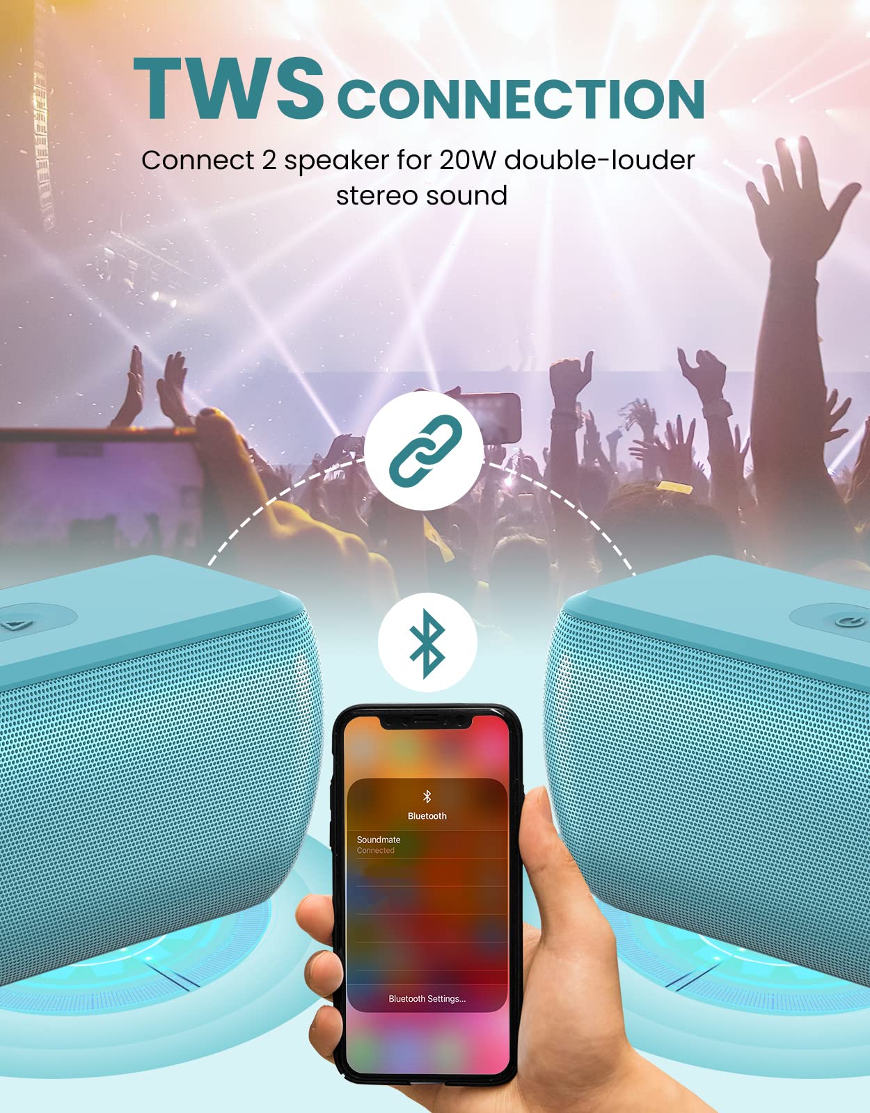 LENRUE Bluetooth Speaker,Wireless Portable Speakers with TWS, 16H Playtime,Loud Clear Sound for Home,Travel and Outdoor,Handfree Calls Compatible with for iPhone (Powder Blue)