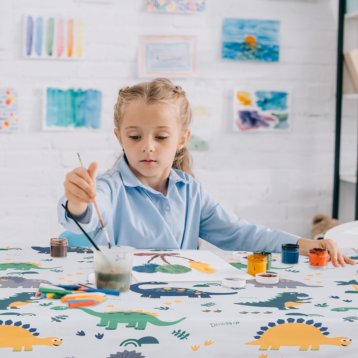 Splat Floor Mat for Under High Chair/Arts/Crafts by CLCROBD, 51" Waterproof Anti-Slip Food Splash Spill Mess Mat, Washable Portable Picnic Mat and Table Cloth