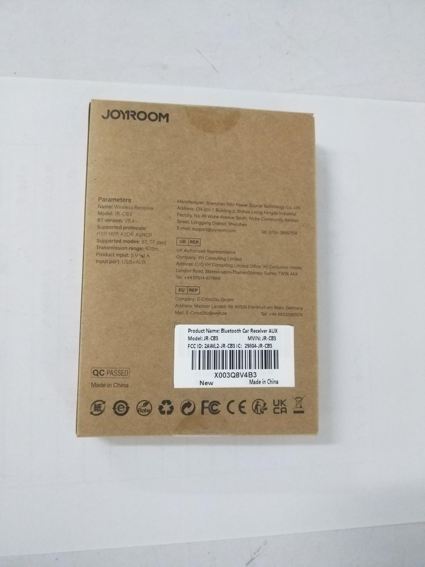 JOYROOM Bluetooth 5.4 AUX Car Adapter[2025 Upgrade] [Stronger Dual Mics& Noise Cancellation] [Multifunction Button& Plug-and-Play] Bluetooth Receiver for Car Music/Hands-Free Calls/Stereo Audio, Black