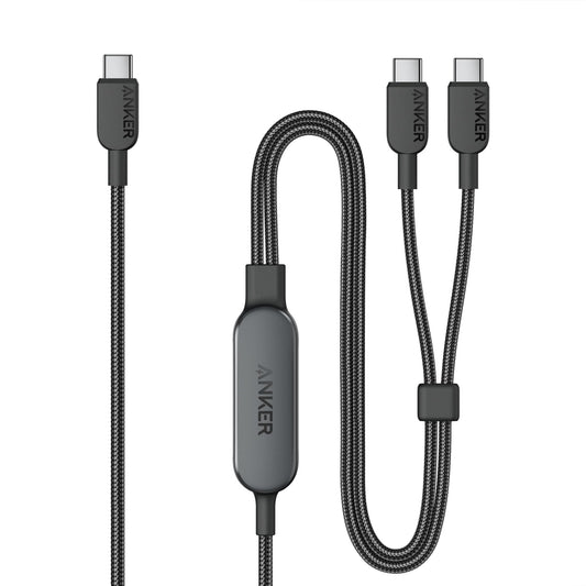 Anker Cable,4FT 2-in-1 USB C to USB C Cable 140W Max,Fast Charging for iPhone 16/16 Pro Max/15 Series,MacBook Air/Pro,and More(Braided,Black)