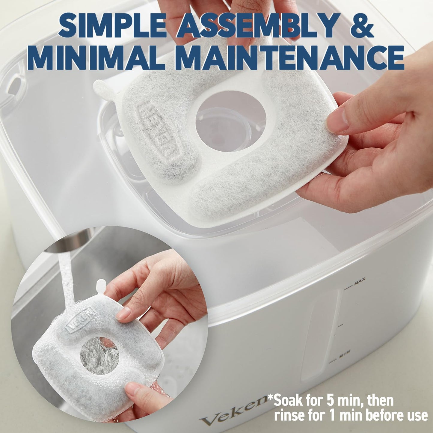 Veken Cat Water Fountain Filters, 8 Pack Replacement Filters & 8 Pack Replacement Pre-Filter Sponges Set for 50oz, 84oz, 95oz Automatic Pet Fountain Dog Water Dispenser