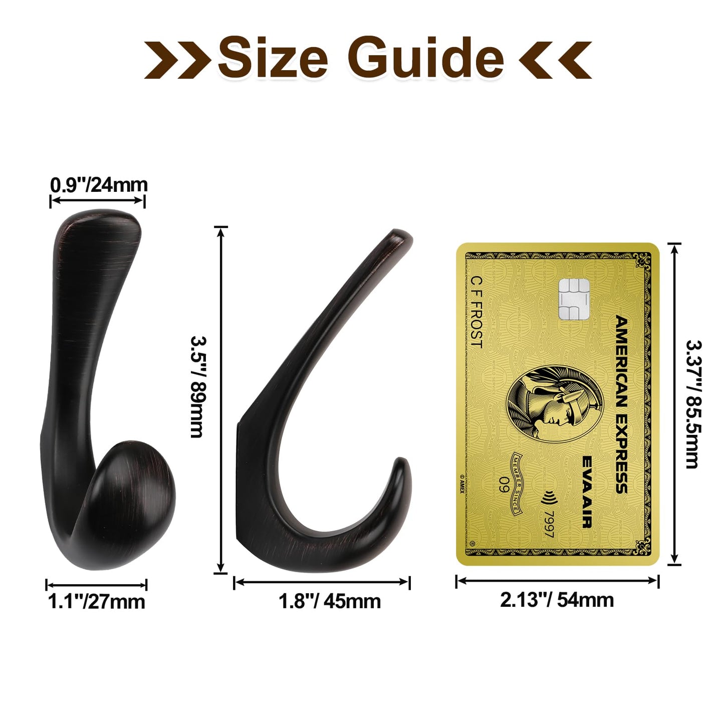 Metaliby 4 Pack Towel Hooks for Bathrooms Wall Mounted, Oil Rubbed Bronze Bathroom Hooks for Towels, Robe & Towel Hook for Wall, Modern Bath Towel Hook