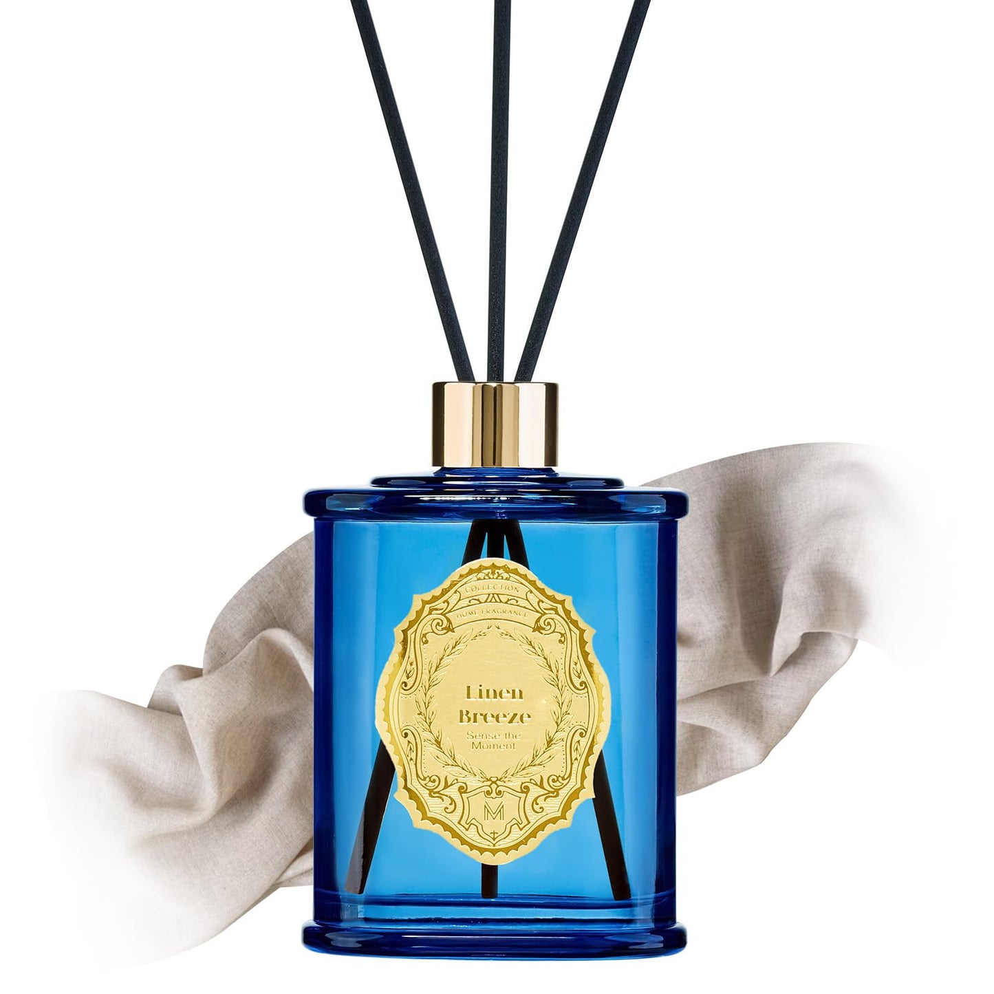 M&SENSE 8.4 oz Large Reed Diffuser for Home | Linen Breeze Scent Oil Diffuser with Sticks | Bedroom Bathroom Living Room Decor