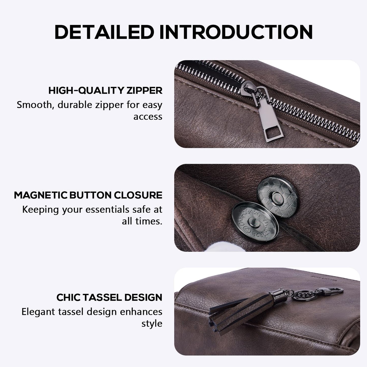 POIUGOYA Crossbody Purses for Women Trendy,Vegan Leather Medium Crossbody Bag,Women's Crossbody Travel Purse Built in Wallet