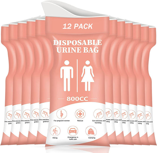 DIBBATU Disposable Urine Bag, 12/24 PCS Pee Bags for Travel for Women/Men, 800ML Emergency Portable Urinal Bag and Vomit Bags, Unisex Urinal Bag for Camping, Traffic Jams, Pregnant, Patient, Kids