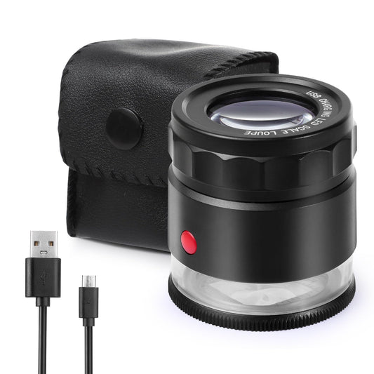 Amoper 30X Loupe Magnifier, USB Rechargeable 8 Lights Portable Eye Loupe Sewing Magnifying Glass for Watches, Jewelry, Coins, Currency, Stamps