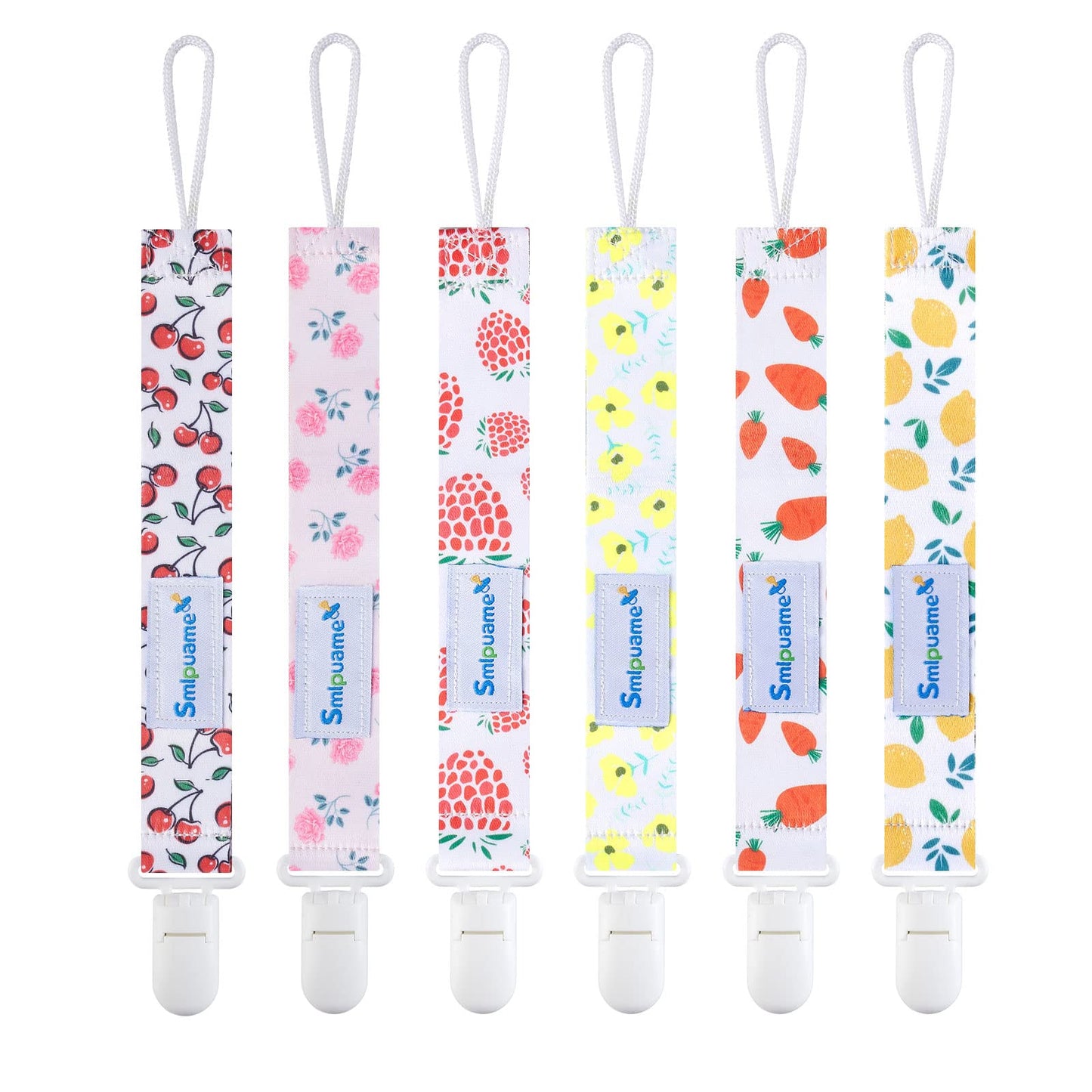 Smlpuame Pacifier Clip Girl,6 Pack Stylish Binky Clips Strap for Baby Girls,Paci Holder with Clip Lightweight Universal Fits Most Pacifiers Teether Toy Teething Ring Soothie,Baby Gifts(Pink & Grey)