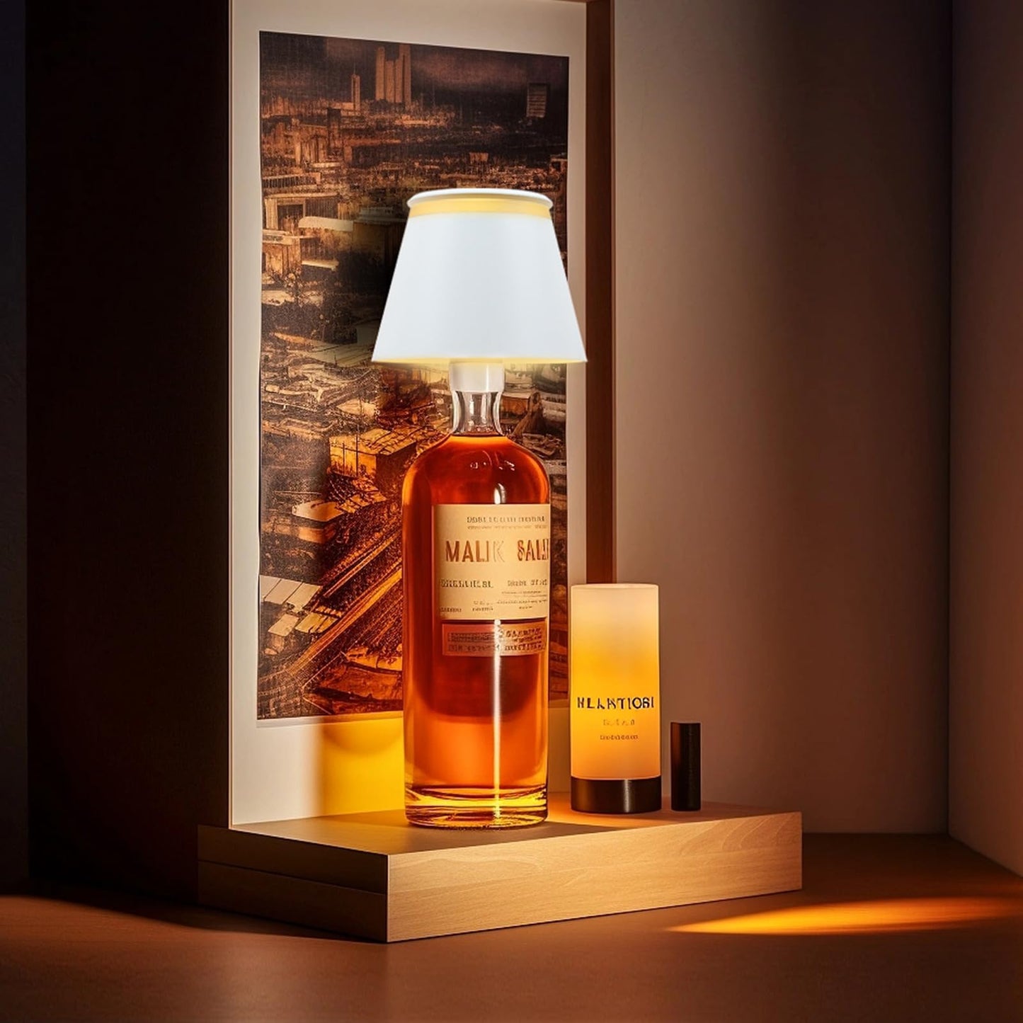 Yupola Wireless Bottle Lamp with Remote,Cordless Lamp Shade Dimmable for Wine Bottles,Rechargeable Battery Operated Touch Control Bottle Light for for Bedroom,Restaurant,Bar,Camping. (White, 1pcs)