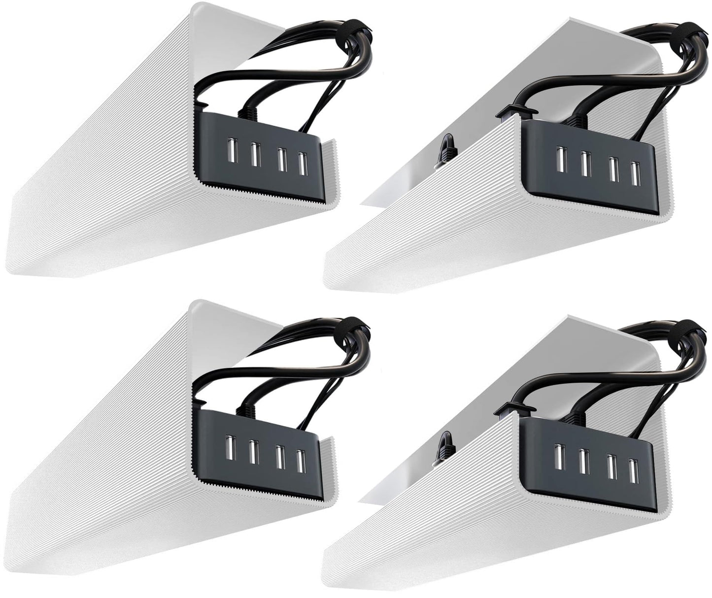 No-Screw Under Desk Cable Management Tray - Self-Adhesive Installation, Cord Management, Cable Tray, Under Desk Wire Organizer - Black Set of 2