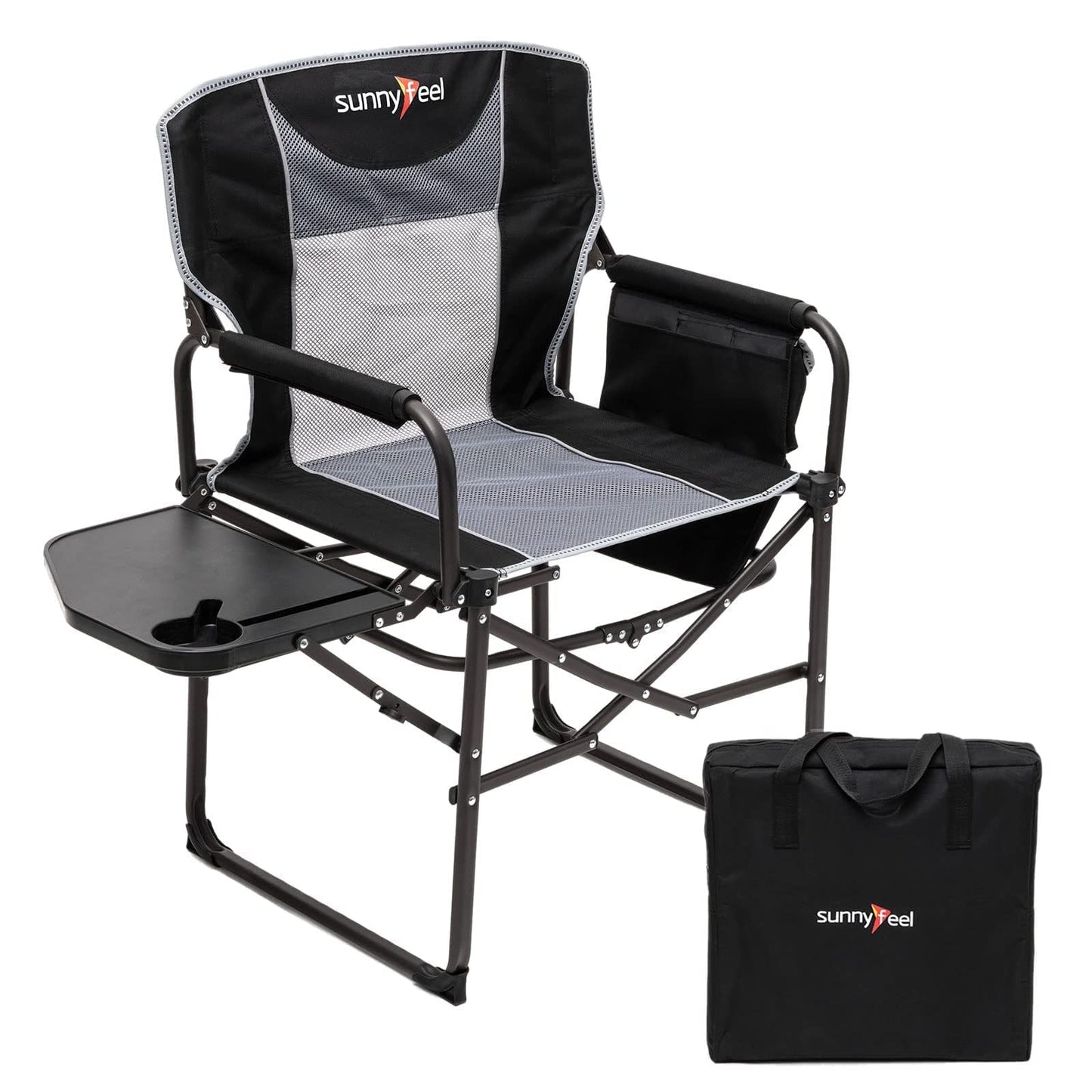 SUNNYFEEL Oversized Camping Directors Chair, Portable Folding Lawn Chairs for Adults Heavy Duty with Side Table,Pocket for Beach, Fishing,Picnic,Concert,Tailgating，Outdoor Foldable Camp Chair