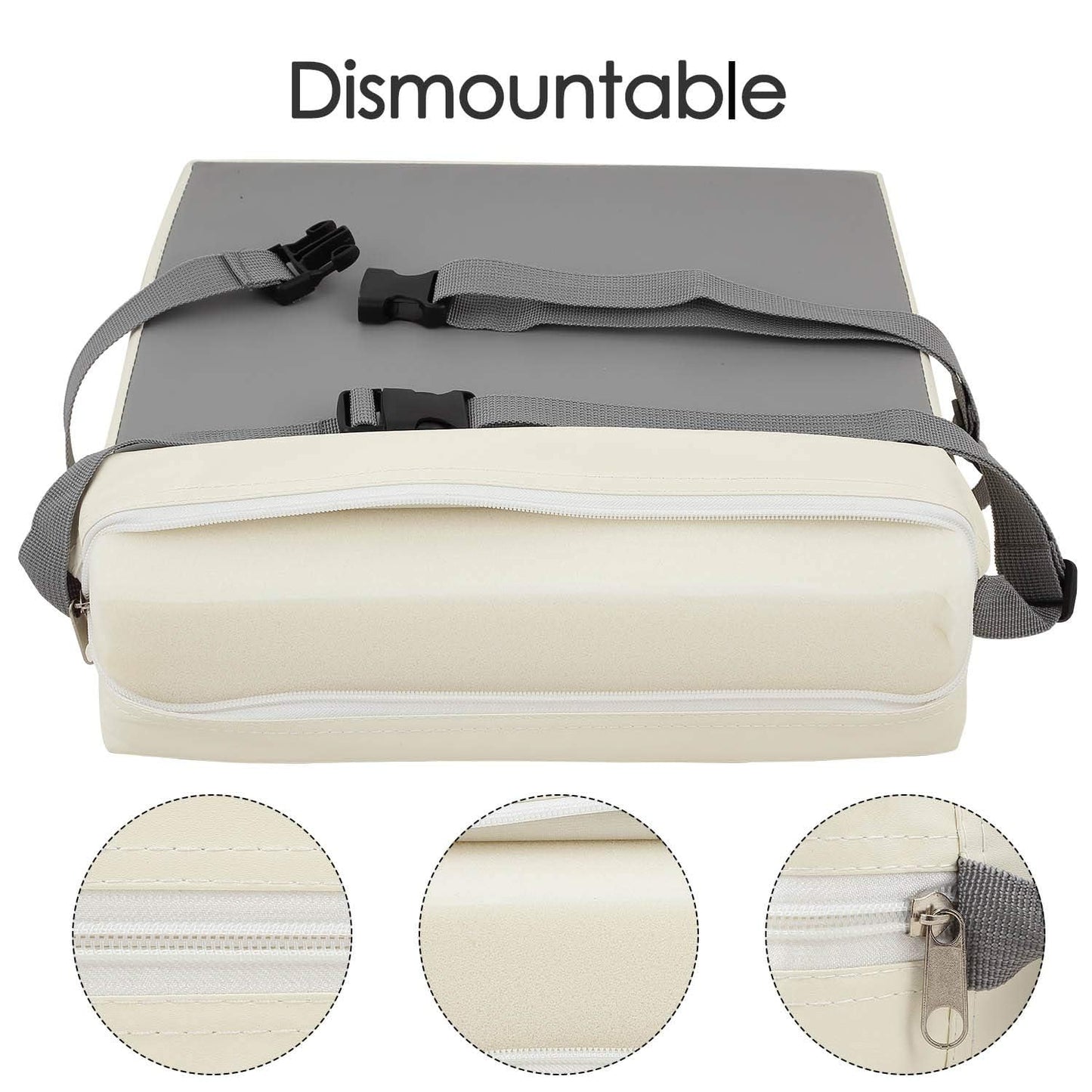 Booster Seat for Kitchen Chair - PU Waterproof Toddler Booster for Dining Table, Portable Travel Increasing Cushion for Kid (Grey)