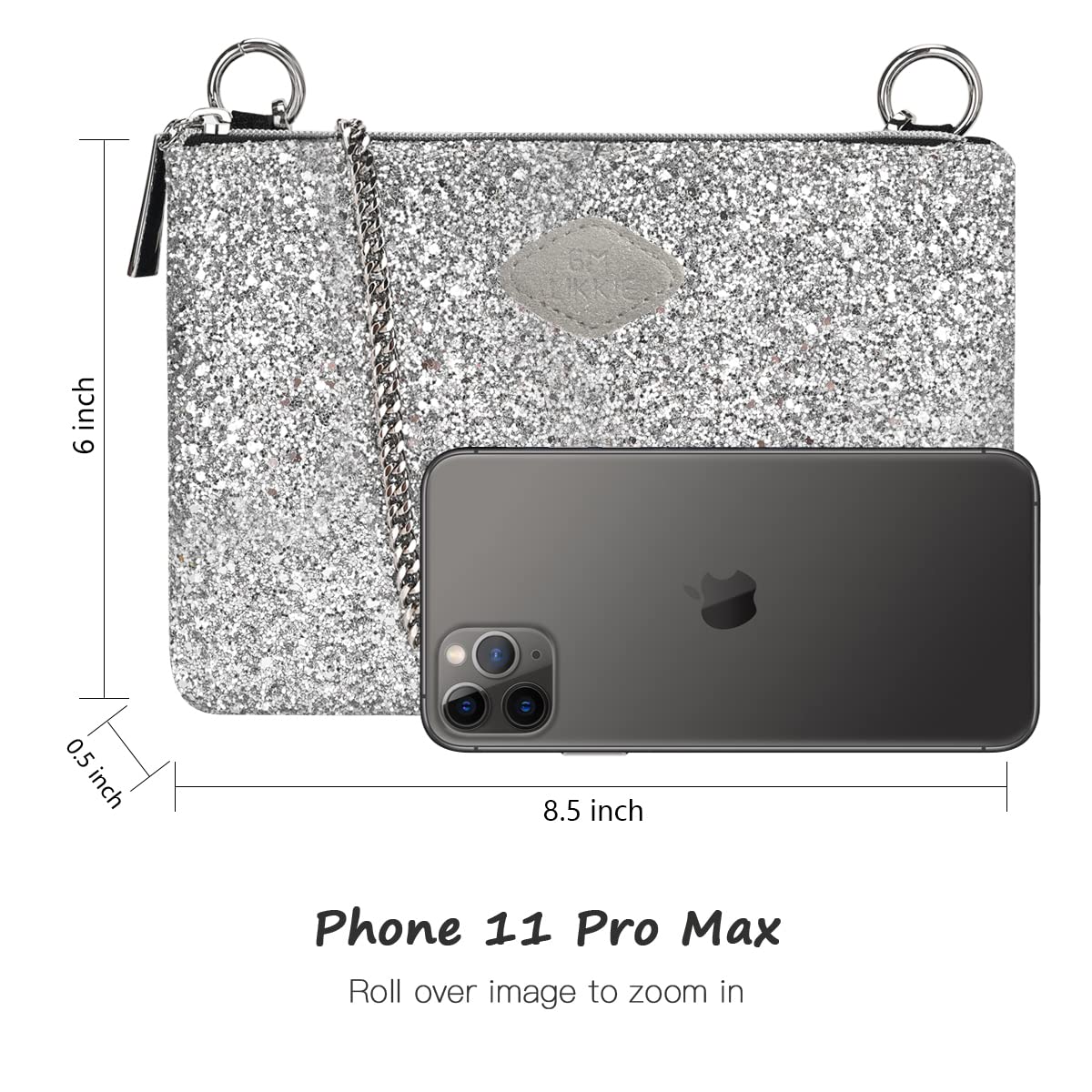 GM LIKKIE Crossbody Clutch Purse for Women, Glitter Evening Bag, Sequin Wedding Handbag for Party (Silver)