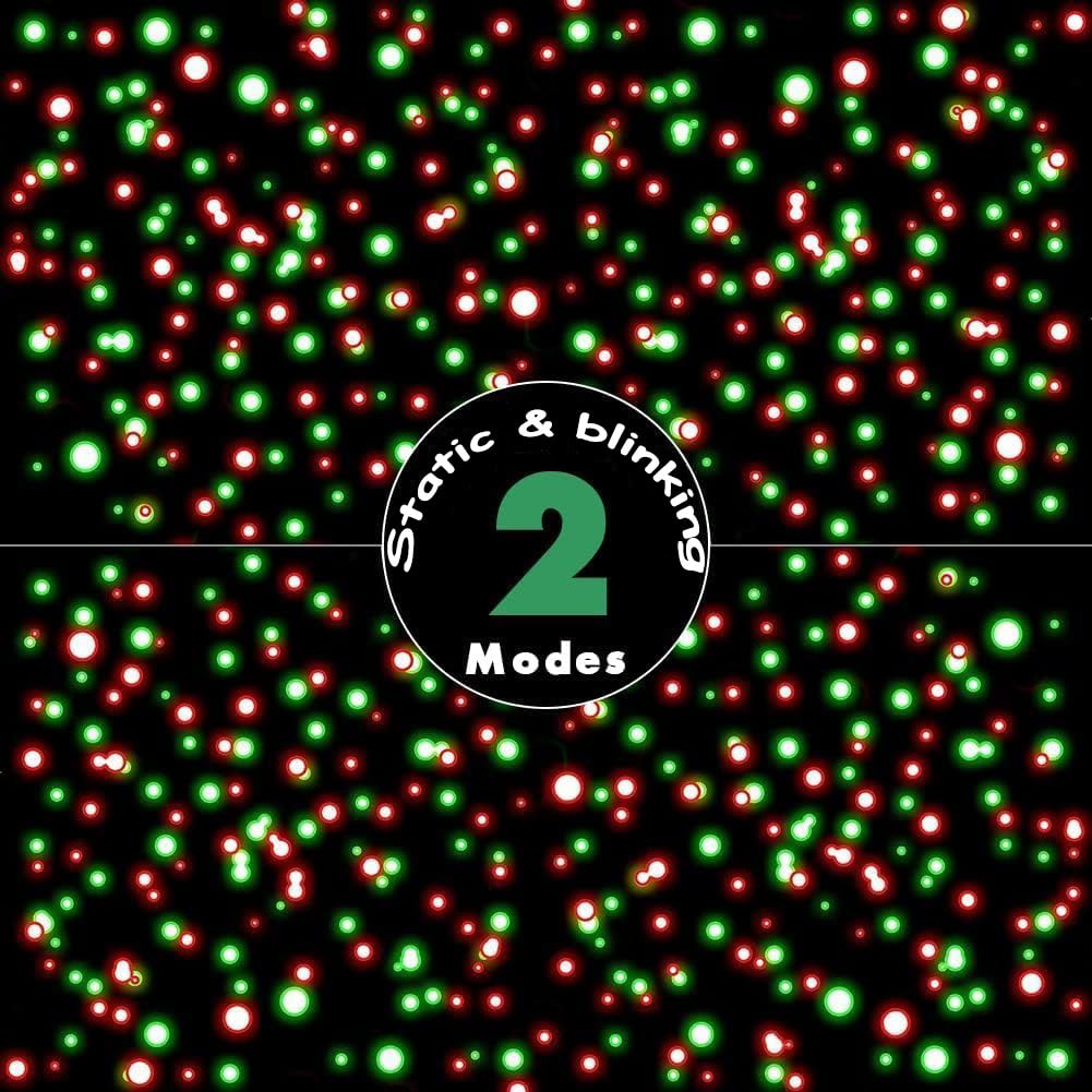 Christmas Laser Light Projector Red and Green Star Laser Lights Show with Timer for Outdoor Decorations Waterproof Landscape Lighting for Christmas and Holidays