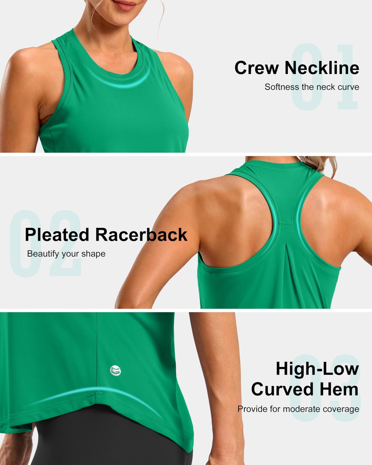 G Gradual Women's Workout Tank Tops Racerback Athletic Yoga Tops Loose Fit Sleeveless Running Gym Sports Shirts for Women(Green,L)