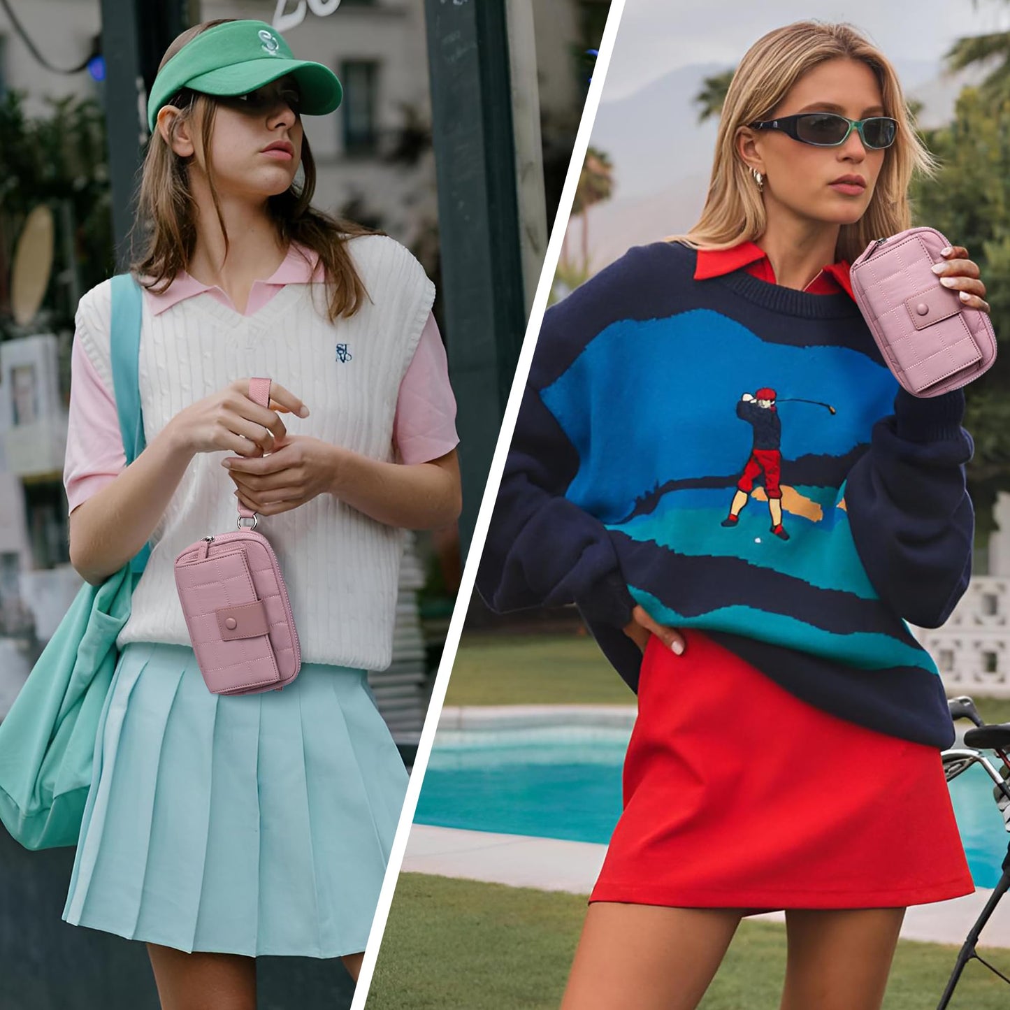 befen Wristlet Wallets for Women, Quilted Nylon Wallet Clutch Purse with 10 Card Slots, Credit Card Holder with RFID Blocking Phone Organizer, Puffer Womens Wallets, Pink