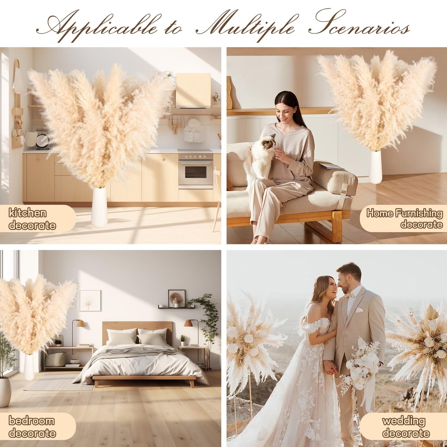 40" 33PCS Dried Pampas Grass Decor Tall,Large Natural Beige pompas Grass Tall Pampas Grass for Floor Vase,Wedding,Party,Farmhouse,Boho Home Decor,and Creating a Bohemian Ambiance