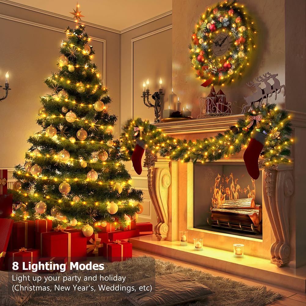 KepStars 33ft Battery Operated String Lights, 100 LED Fairy String Lights Battery Powered w/Remote & Timer for Indoor Outdoor Christmas Trees Wreath Decoration Bedroom Patio - Warm White