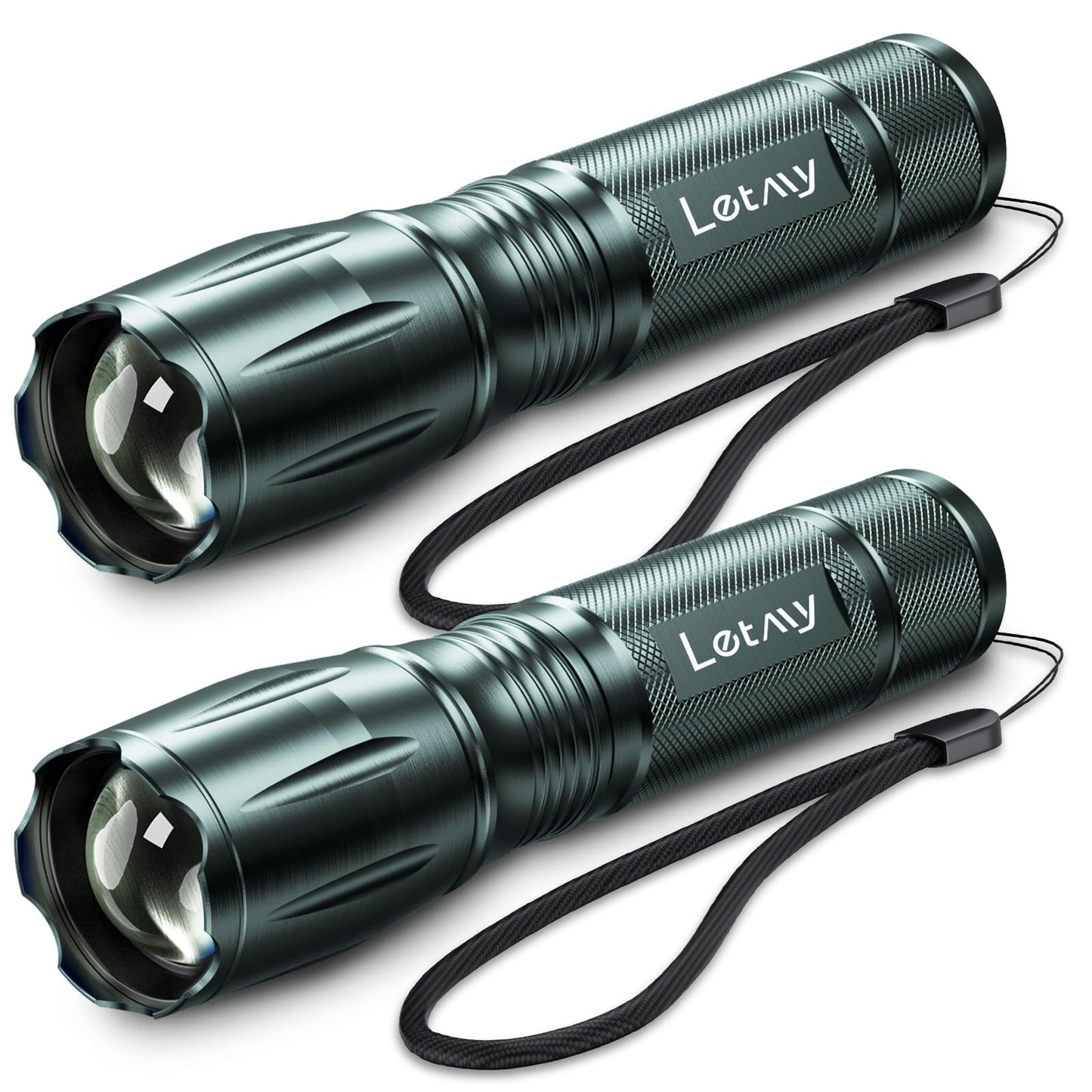 LETMY Tactical Flashlight S2000-2 Pack Bright Military Grade LED Flashlights High Lumens - Portable Handheld Flash Light, 5 Modes Zoomable Waterproof Flashlights for Home Emergency Camping Outdoor