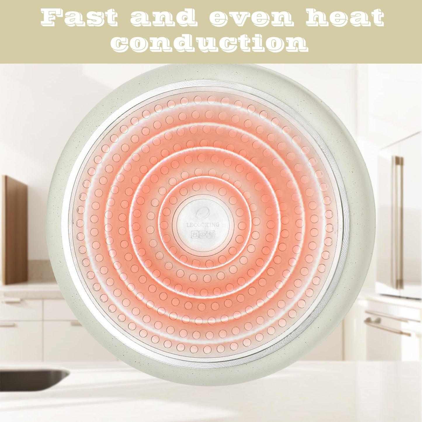 LECOOKING 11 PCS Pots and Pans Set, Cookware set with removable Handles, Dishwasher and oven Safe, Detachable Cooking Set, Induction and Gas Stove kitch set, White