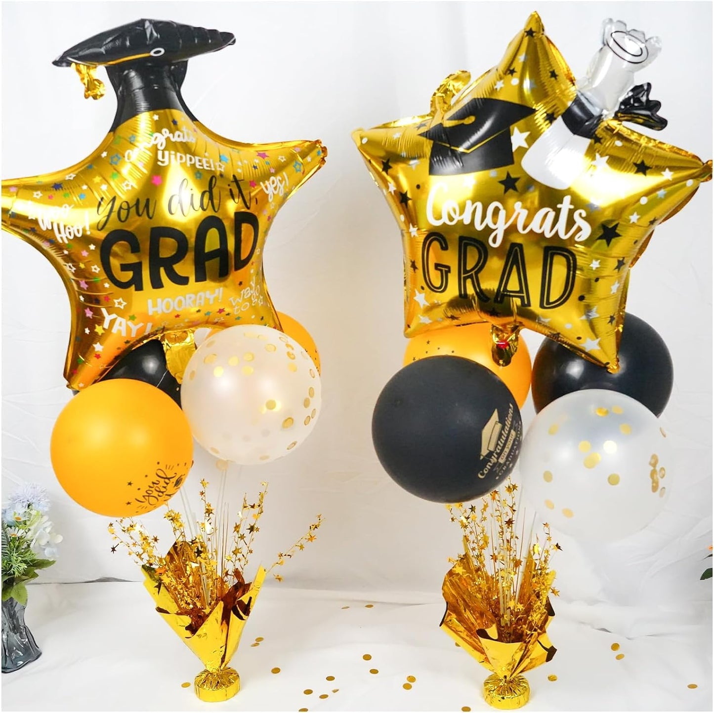 FUBININA 6 Pack Metallic Foil Spray Centerpiece Star Table Decoration Burst Table Centerpieces for Birthday Wedding Anniversary Graduation Holiday Party Supplies Decor, Gold