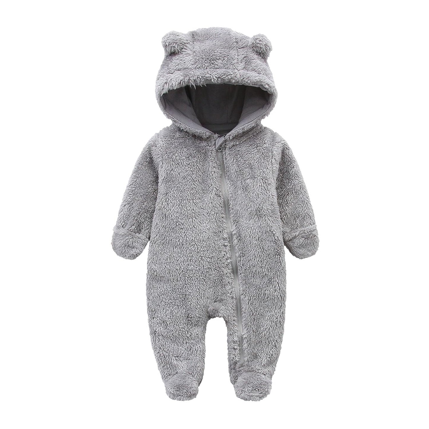Newborn Baby Jumpsuit Hooded Fleece Rompers Long Sleeve Onesies Outwear Outfits