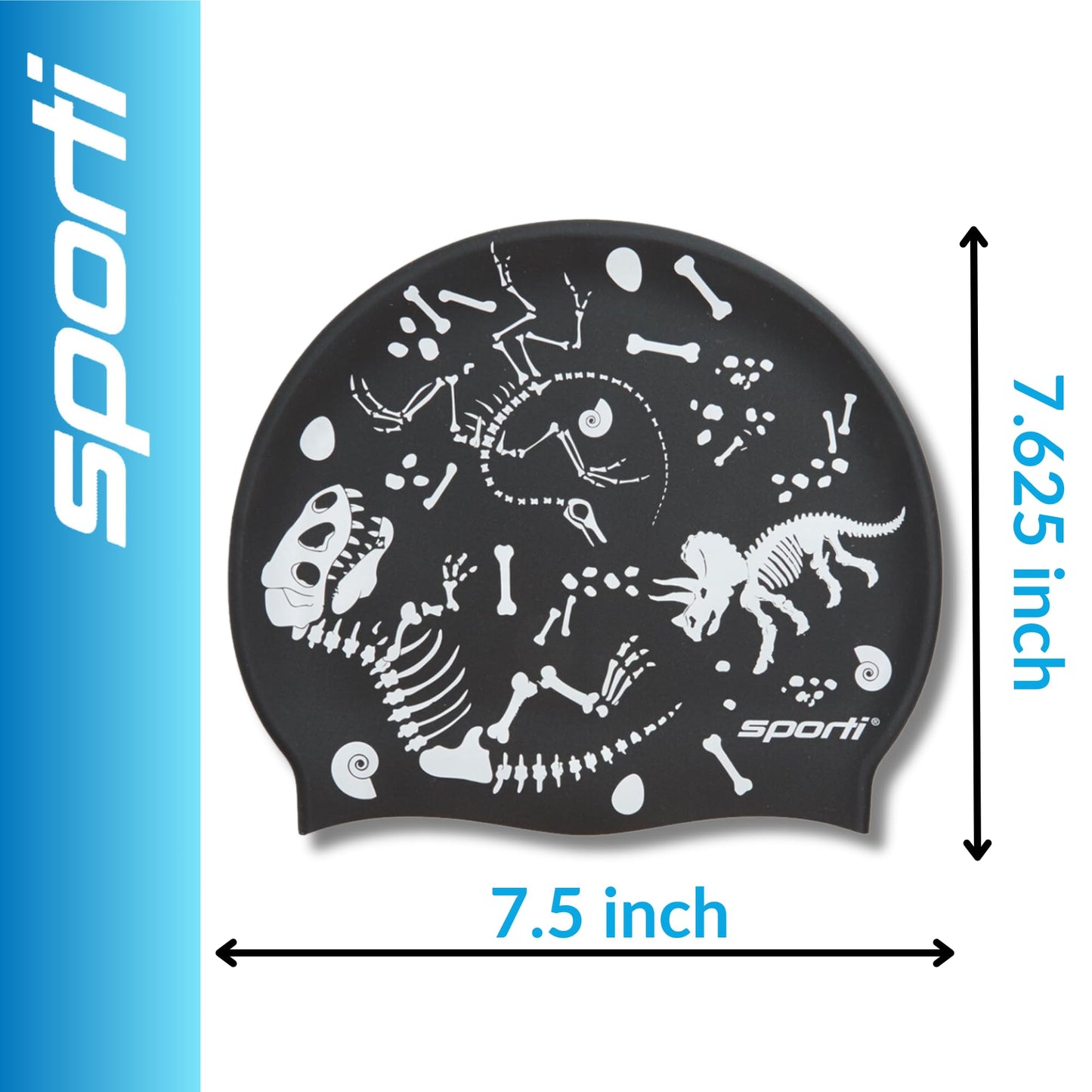 Sporti Fossil Silicone Swim Cap - Black