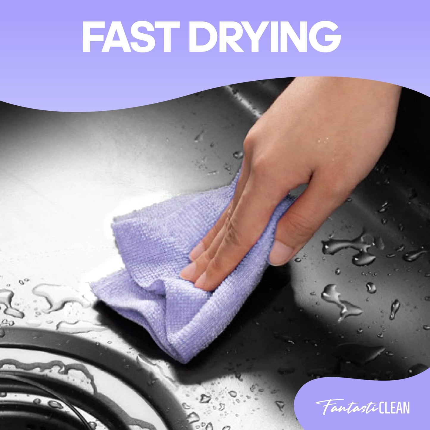 Fantasticlean Microfiber Cleaning Cloth Roll -60 Pack, Tear Away Paperless Towels, 8" x 8", Reusable Washable Rags, for Home Kitchen, Pet, Office, Indoor Outdoor, Compact and Portable (Light-Purple)