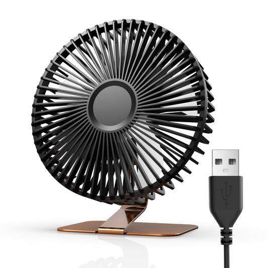 SLENPET 6 inch USB Desk Fan, Adjustable Tilt, 4 Speeds, Ultra-quiet, 90Rotation, Portable, Metal Base, Silver