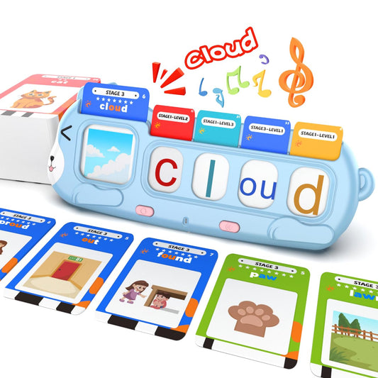 QuTZ Phonics Learning Toy for Preschool Kids – Talking Flash Cards with Sound Machine, Word Blending & Math Games – Educational Reading & Counting Activity Set 4-8