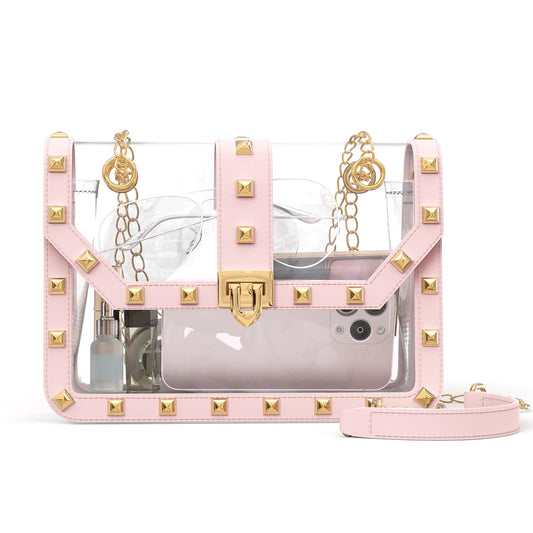 Missnine Clear Bag Stadium Approved Women Clear Crossbody Purse for Stadium Events Trendy Transparent Shoulder Bag for Concerts
