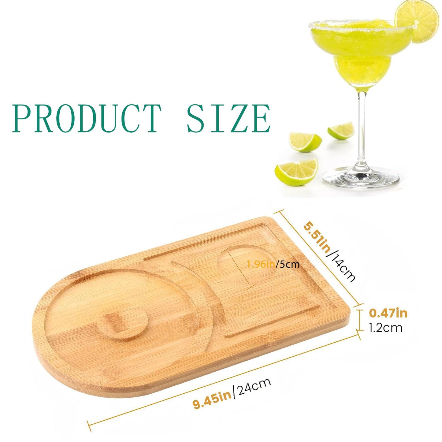 Margarita Salt Rimmer 2PCS, HOMOMSAE Bamboo Wood Cocktail Rimmer Set for Wide Glasses up to 4.5 Inches(Excluding Salt Bowl)