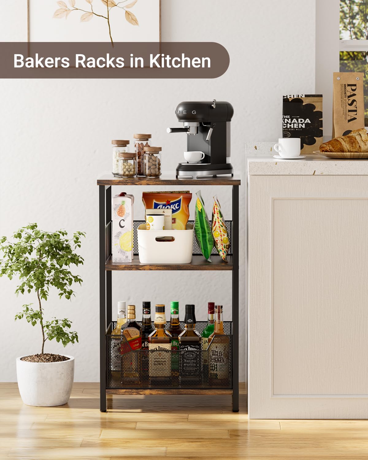 Dunatou End Table, Small Side Table Industrial Retro 3-Tier Sofa Table with Storage Shelf for Small Spaces, Living Room, Bedroom, Kitchen, Office