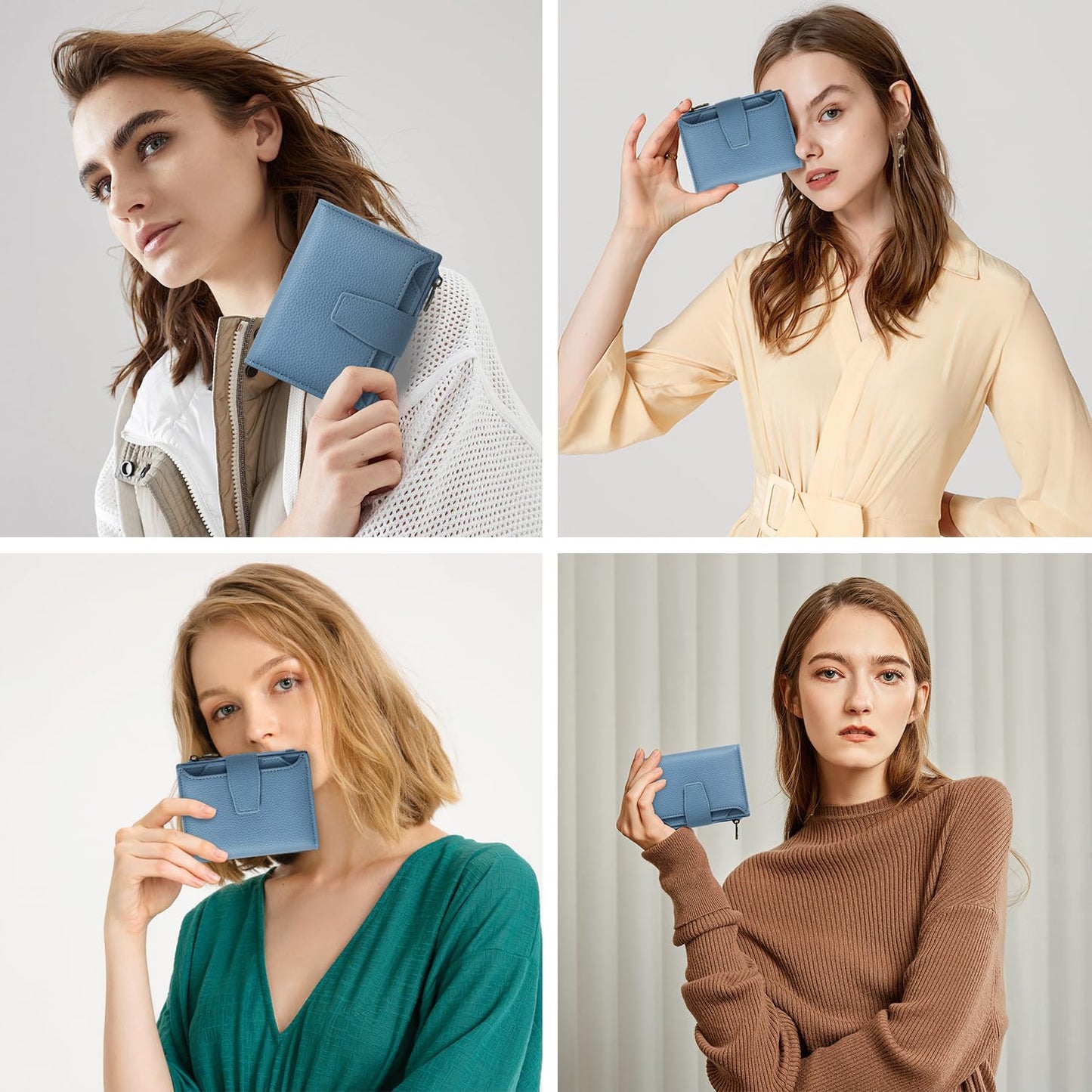 Airkit Small Wallet Women RFID Blocking Soft Leather Bifold Compact Card Holder Wallet for Women with Zipper Coin Pocket 4 ID Window