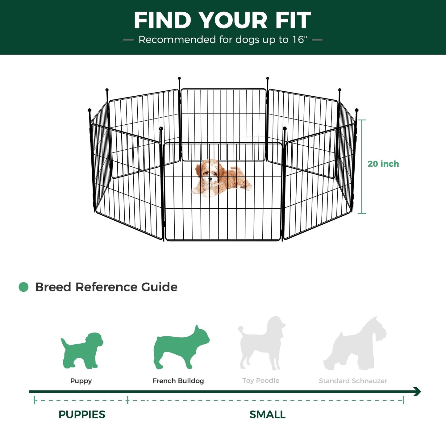 FXW MiniPaws Dog Playpen for Yard & RV Camping, Expandable 20-inch 8 Panels for Puppies and Small Dogs, Portable for Indoor and Outdoor Use