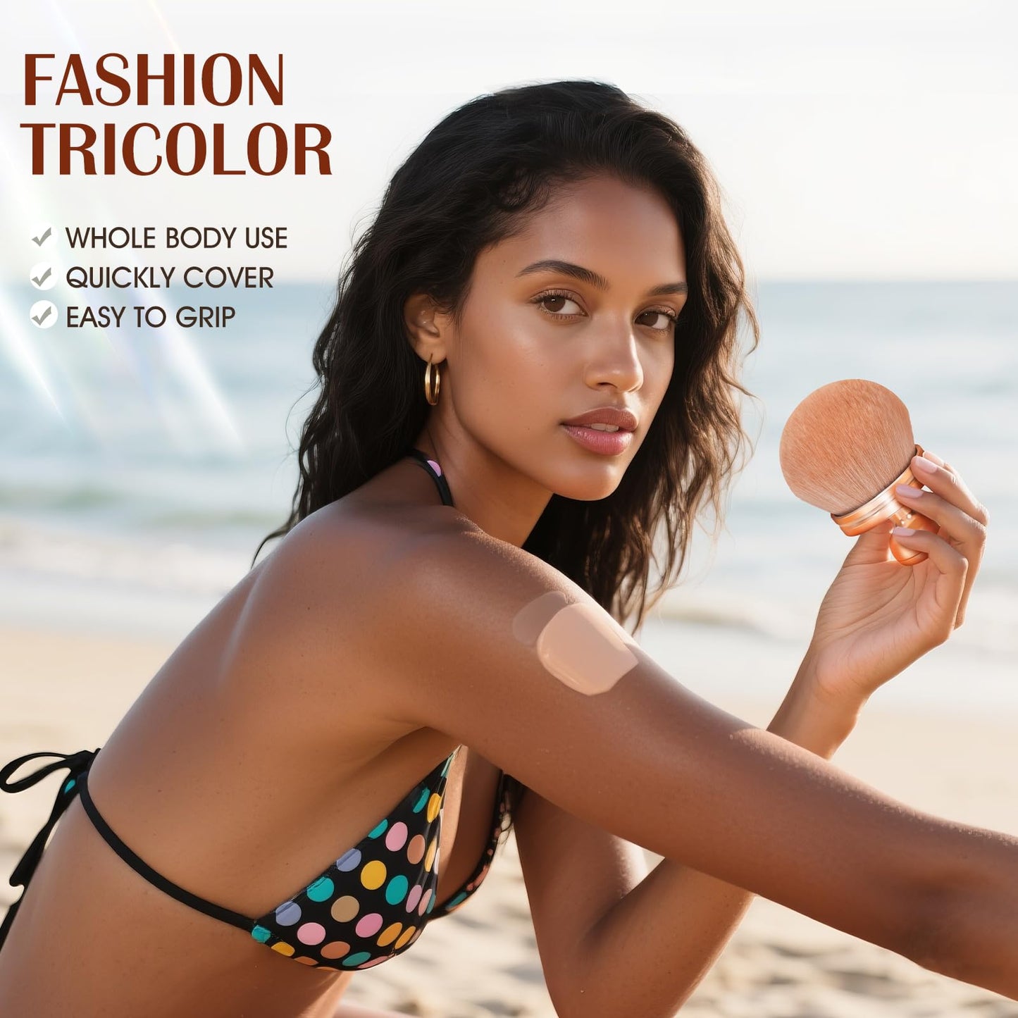 Extra Large Tanning Brush Self Tanner Brush 3.2inch Kabuki Tanning for Self Tan Back Applicator Wide-headed Blend Blur Body Makeup Kabuki Foundation Body Tanner With Drawstring Bag (Rose gold)