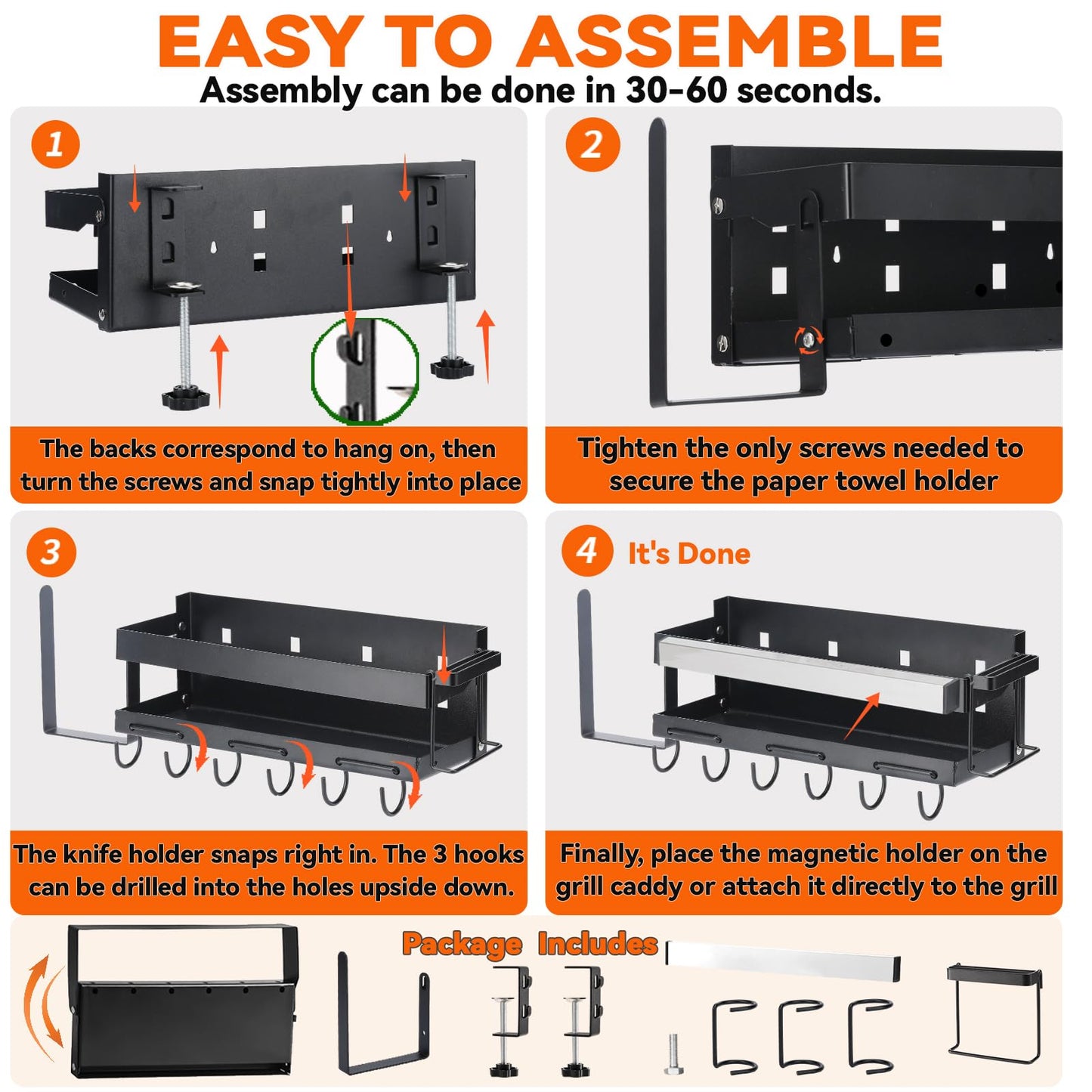 Bakbarbe Blackstone Griddle Caddy with Magnetic Tool Holder & Paper Towel Holder, Foldable Blackstone 22/28/36 Inch Griddle Accessories, Portable Space Saving Grill Caddy BBQ Accessories