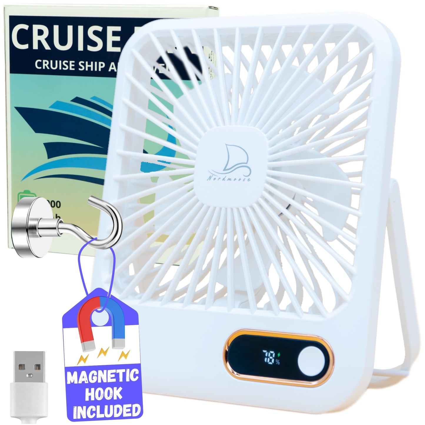 Travel Fan for Sleeping - Up To 16 Hours Battery Life - Small Desk Fan Cruise Ship Approved - Folding & Portable, Plug-In And Battery Powered